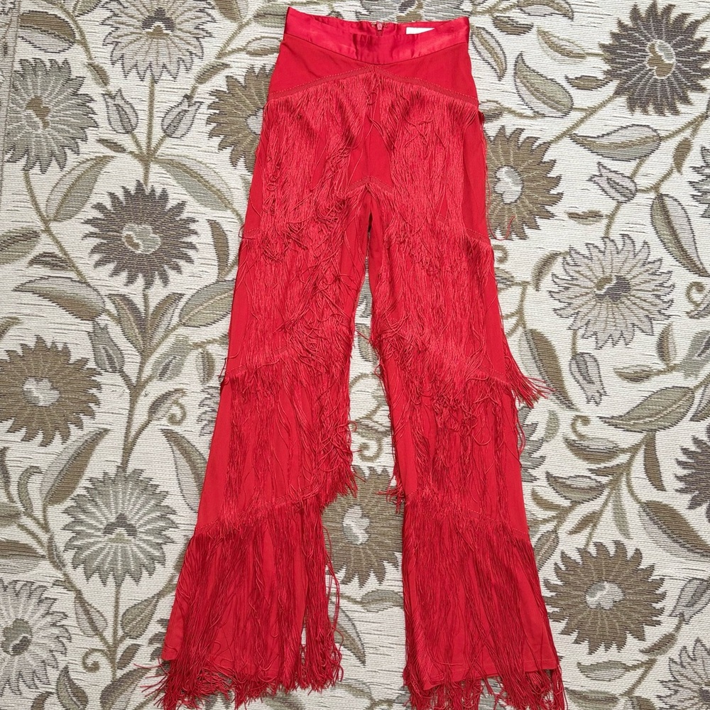Meshki Red Fringe Pants XS - Picture 2 of 7